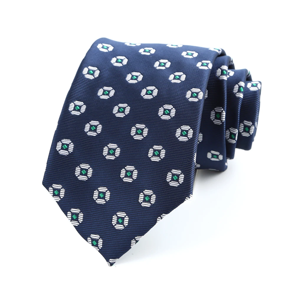 

8CM Men's Necktie Classic Ties For Man Polyester Silk Jacquard Ascot Wedding Business Party Corbatas Para Hombre Blue Polka Dots