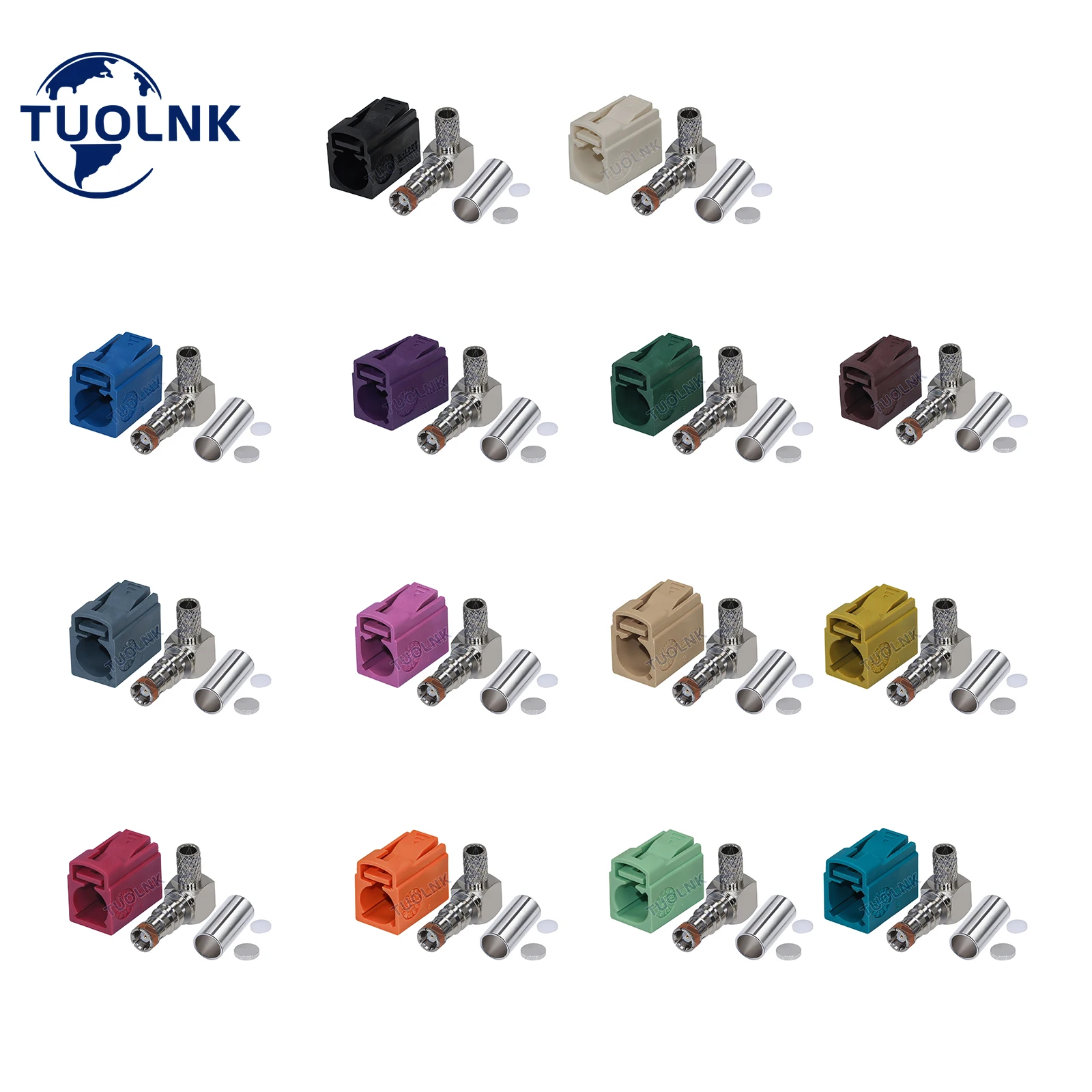 Connettore A Crimpare Fakra Ad Angolo Retto Per Lmr195 Rg58 Rg142 Rg400 Cavo Autoradio Fm Antenna Gps Adattatore Fakra A B C D E F G H K Z