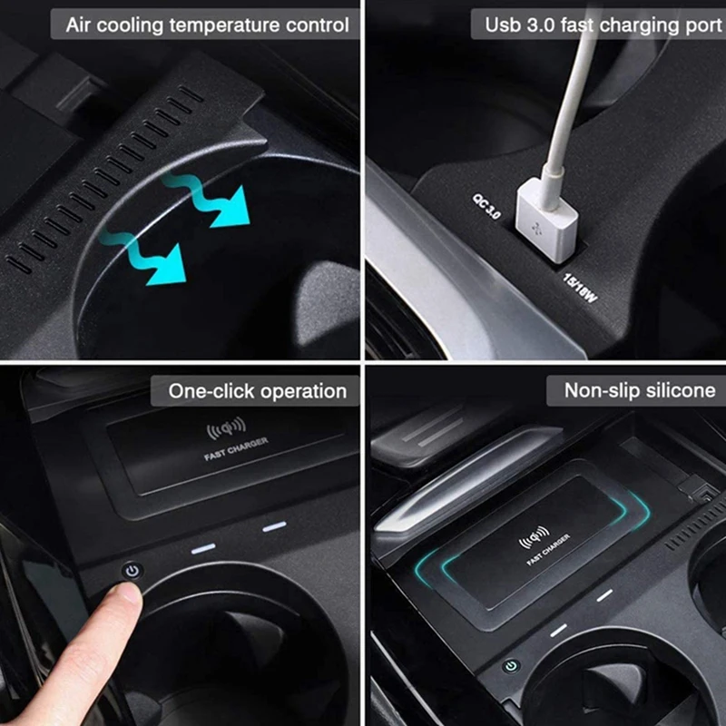 자동차 Qi 무선 충전기 충전 플레이트 휴대폰 거치대 액세서리, BMW X3 X4 2019 2020 2021 2022 적합