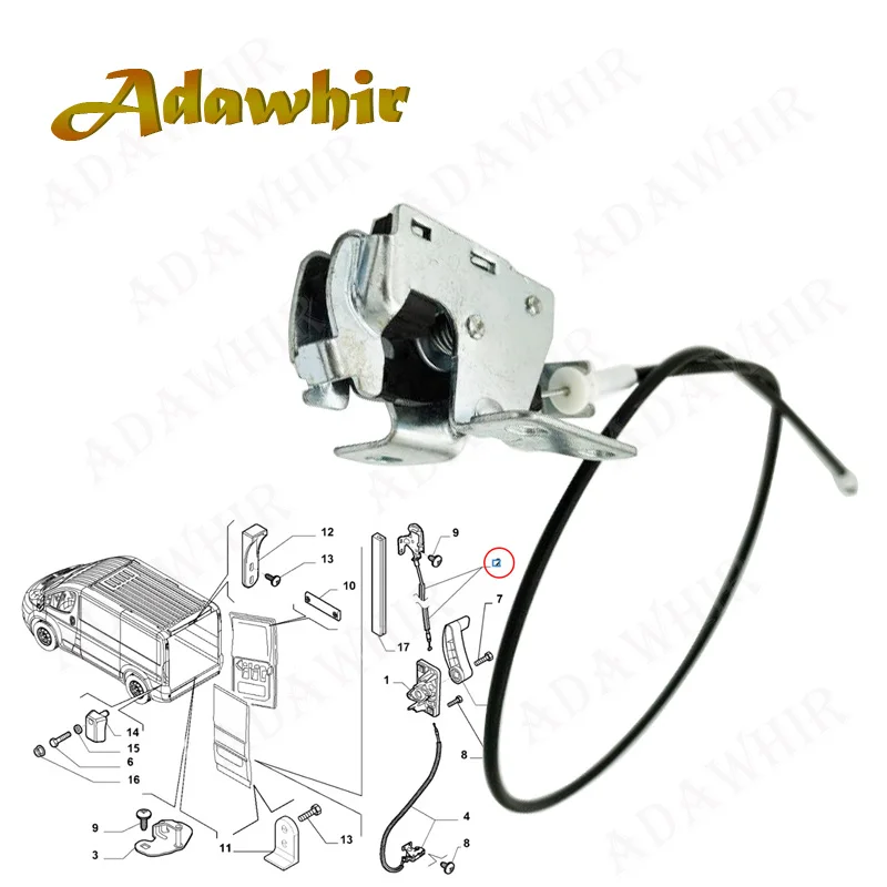 

Suitable for Fiat Ducato Peugeot Boxer Citroen Relay Rear Short Door Upper Left with Cable Door Lock 1345912080 1362414080
