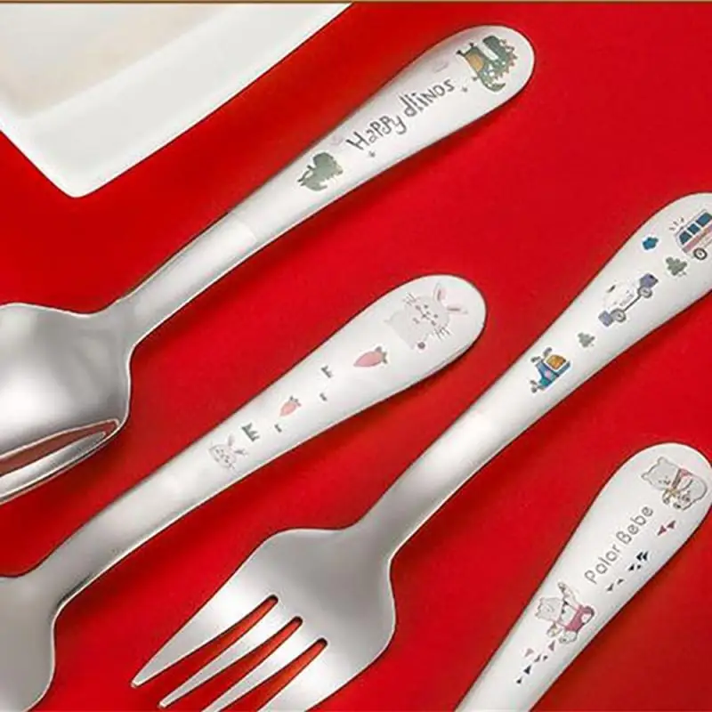 Children Tableware Spoon Fork Flat Headed