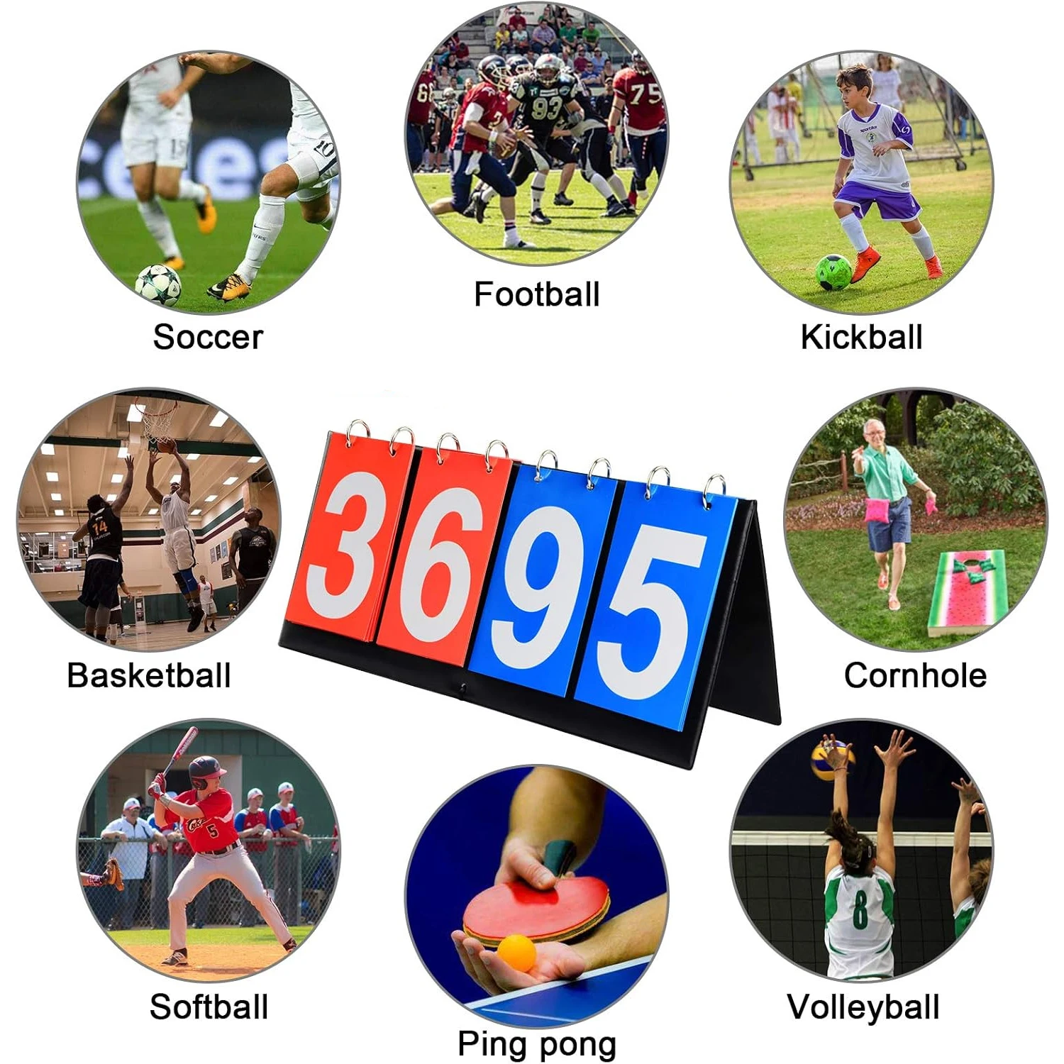 2/4/6-Digital Portable Table Top Flip Scoreboard Basketball Soccer Badminton Volleyball Coaches Sports Competition Score Keeper Sports Scoreboard