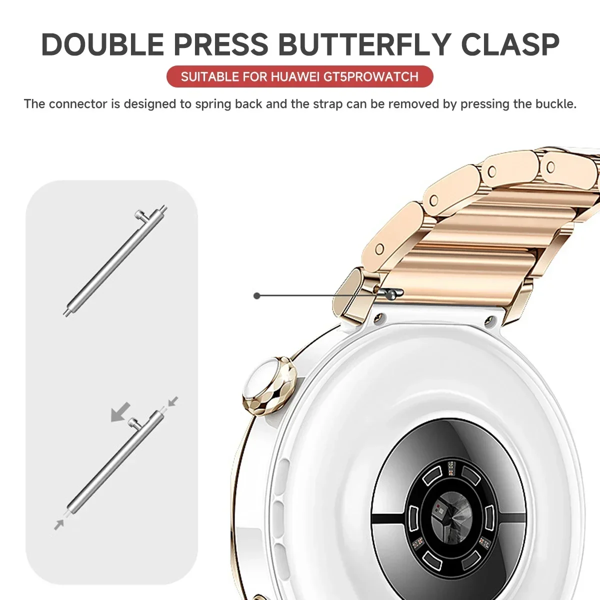 18mm Durable Ceramic Watch Strap with Metal Butterfly Buckle
