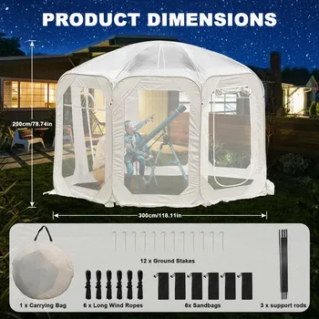 Outdoor Transparent Tent Portable Folding Camping Thickening Tent Starry Sky Bubble House Shade Winter Sunshine Wind/Waterproof 6