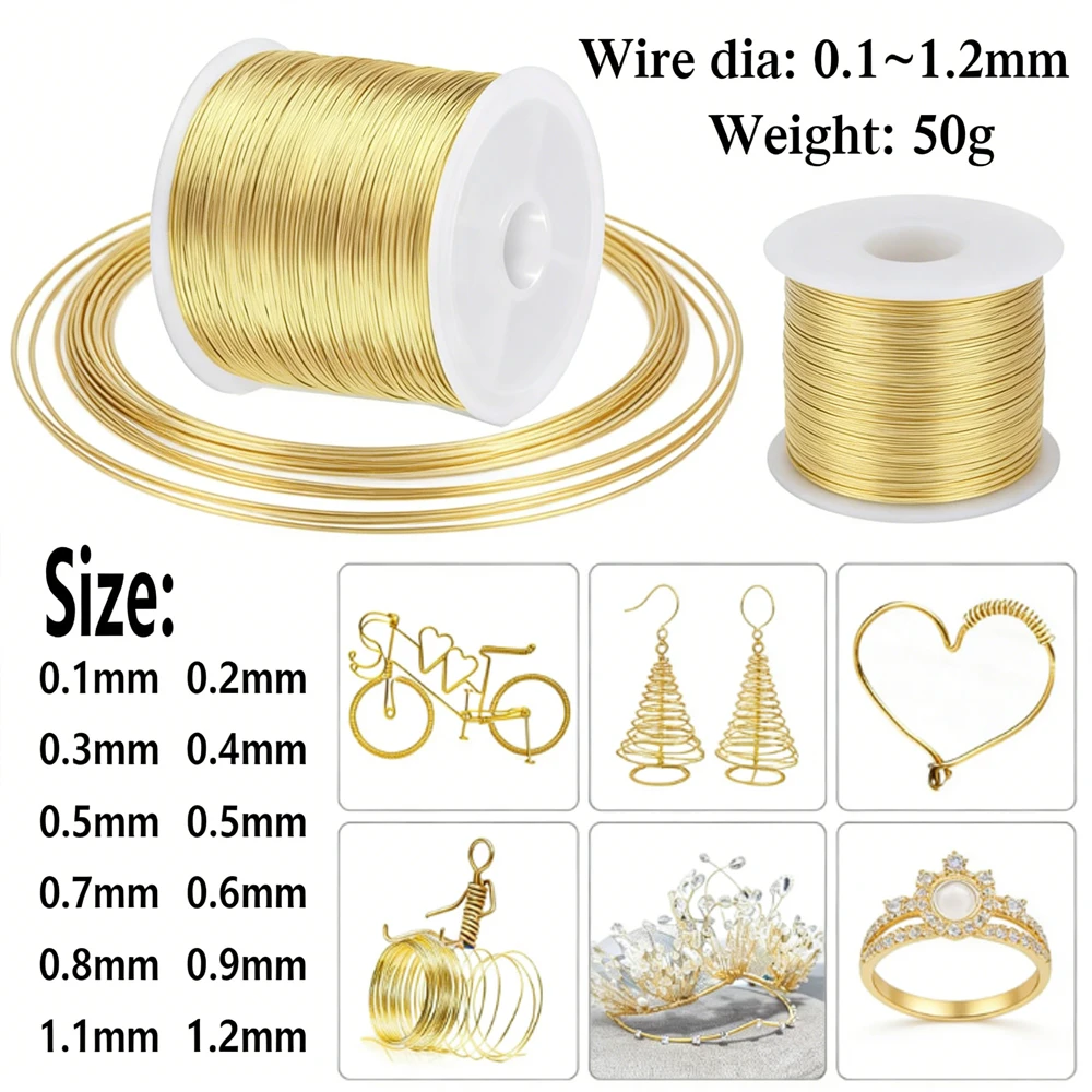 Versatile Brass Craft Wire Roll for Beading & Wrapping - 50g