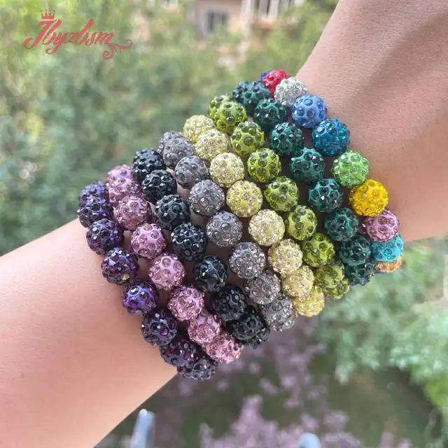 10pcs CZ Rhinestone crystal disco ball beads Women Men bracelets Wholesale  Lots Bulk Job Resale Fashion Jewelry Party Wedding Xmas Gift