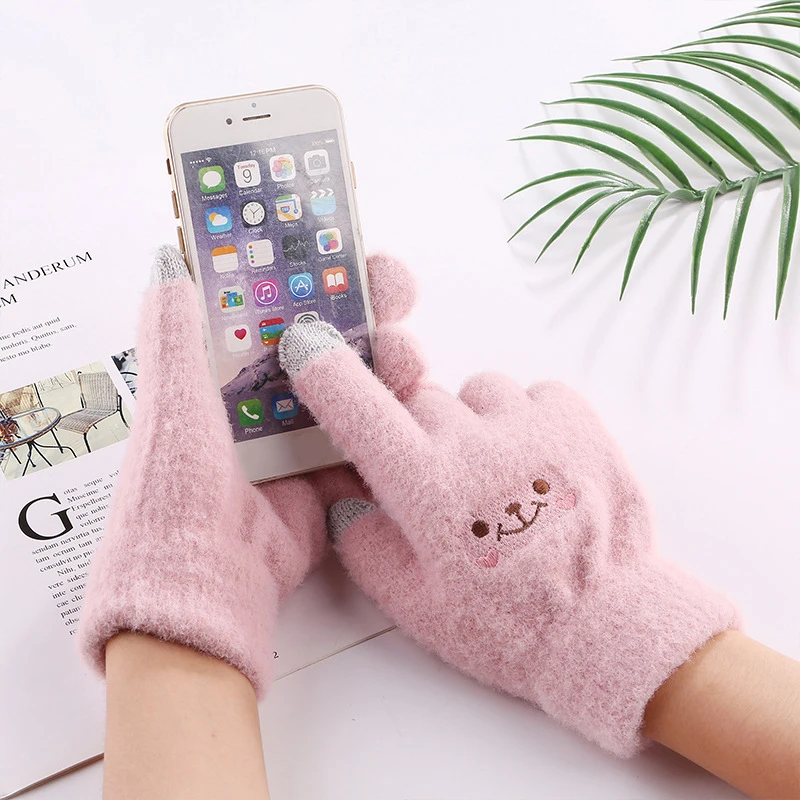 1Pair Winter Touch Screen Gloves Autumn Warm Stretch Plush Mittens Full Finger Thermal Gloves Windproof Coldproof Cycling Gloves