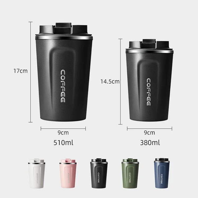 Travel Mug 12oz, Insulated Coffee Cup with Leakproof Lid, Vacuum Stainless  Steel Double Walled Reusable Tumbler for Hot and Cold Water Coffee and Tea  In Travel and Car (Black - 380ml) 