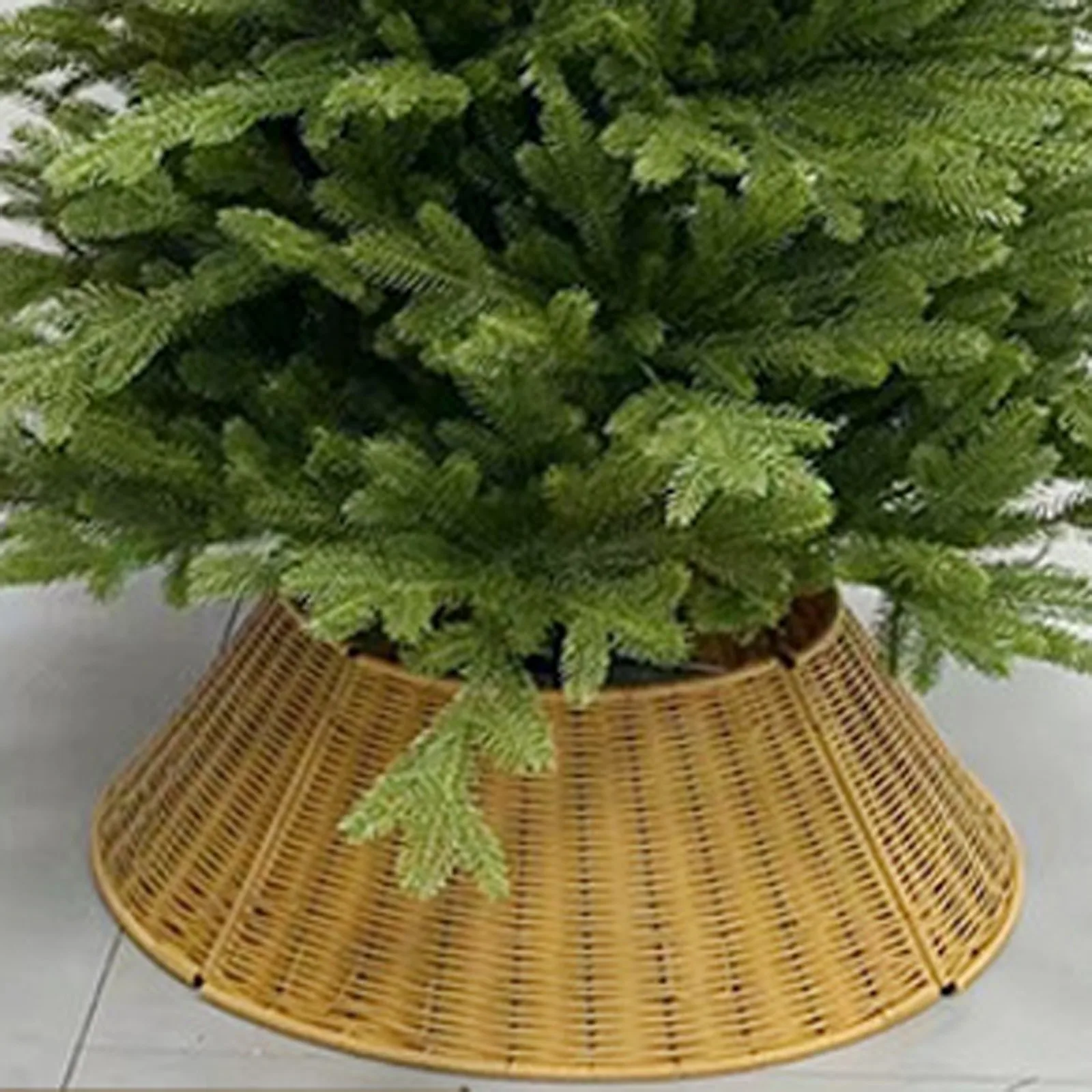 Rustic Christmas Tree Collar 28Inch Woven Wicker Tree Base Stand Cover For Artificial Holiday Decoration Ring Skirt Basket 2