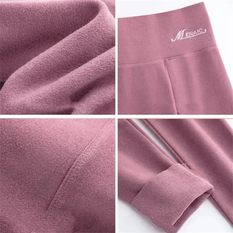 2024 New Winter New Women Solid Leggings Pantalones Thick Slim High Waist Pant Warm Casual Skinny Ankle-length Legginsy Trousers
