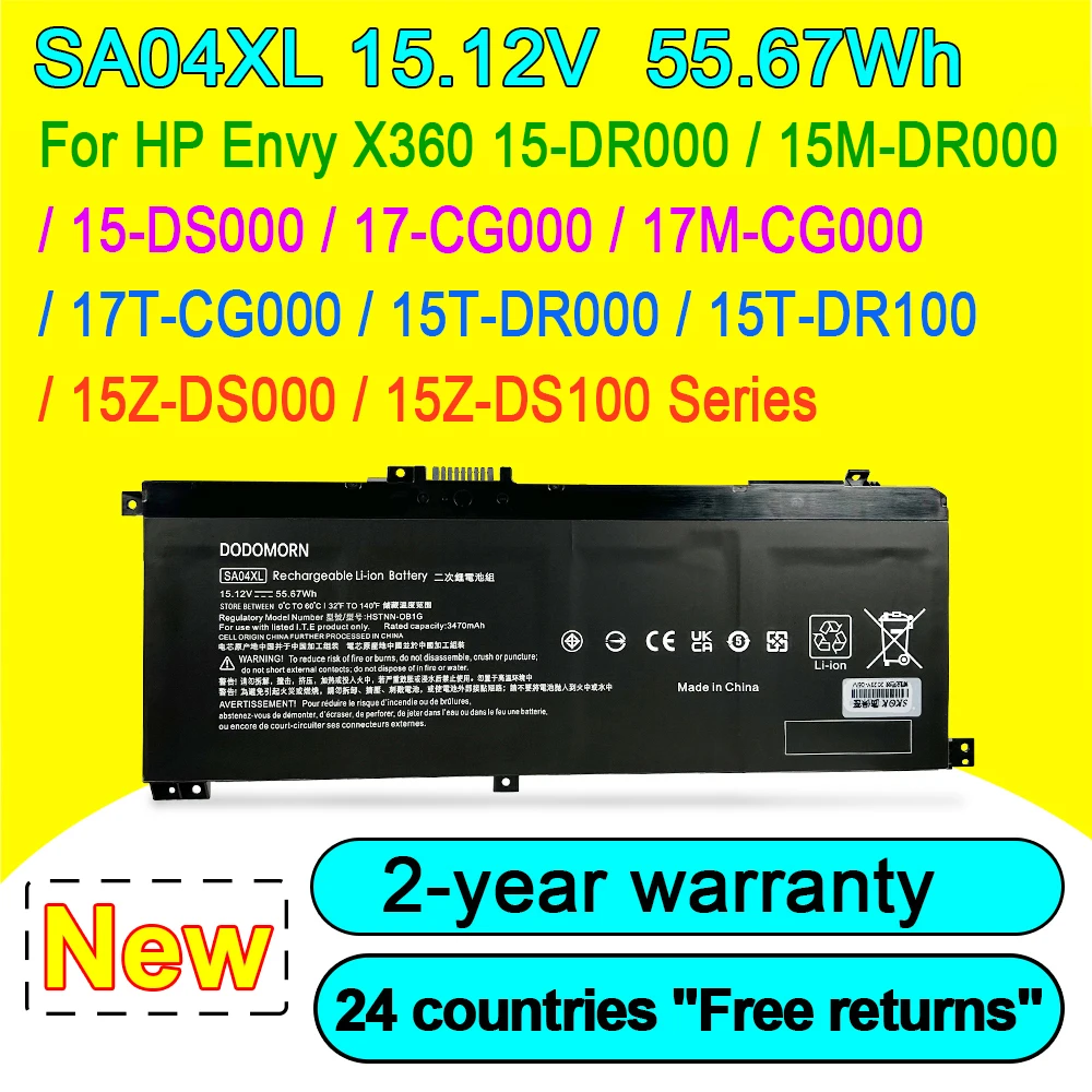 

NEW SA04XL Laptop Battery For HP ENVY X360 15-dr0003TX 15-ds0000nc 15-ds0000ng 15-ds0000na 15-ds0000ur HSTNN-OB1G L43267-005