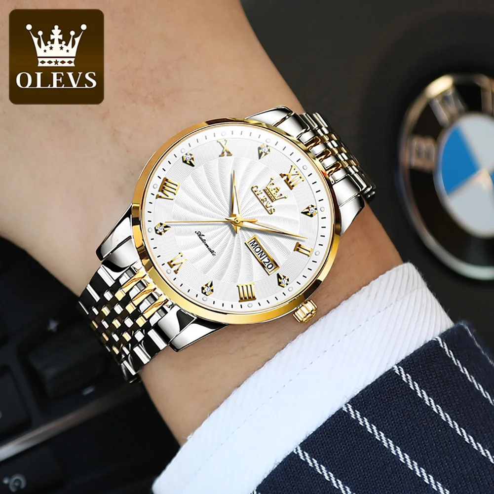 Mechanical Watch OLEVS Men Luxury Automatic Mechanical Business Male Watch Luminous Stainless Steel Waterproof montre homme 6630