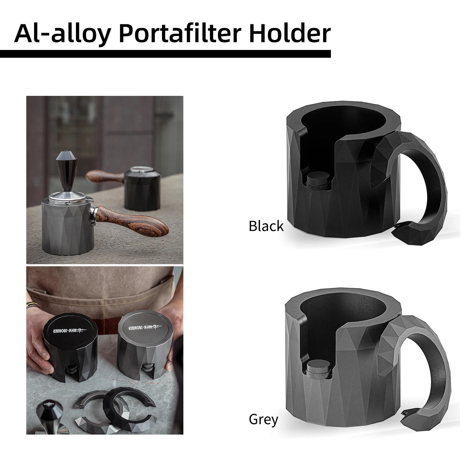 MHW-3BOMBER Espresso Shaker Funnel – 58mm Coffee Powder Distributor & Receiver, 50g Capacity, All Metal (DR7029G)