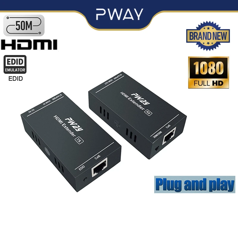 PWAY HDMI Extender RJ45 Cat5e/6 Cable Extend 1080P60Hz Audio Video