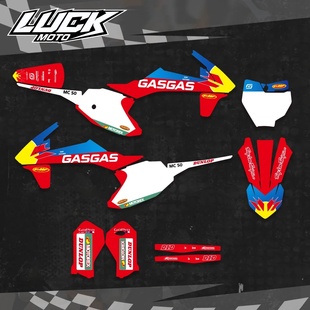 LUCKMOTO Custom Team Graphics Backgrounds Decals Stickers Kit For GASGAS MC50 2021 2022 2023 Decals Stickers