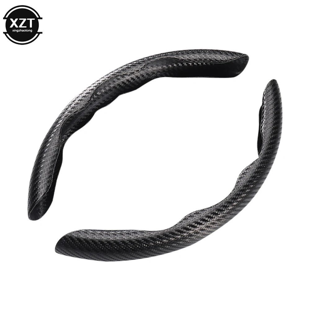 1Pair red carbon fiber look universal car steering wheel booster cover non-slip auto interior decoration accessories for auto steering wheel cover
