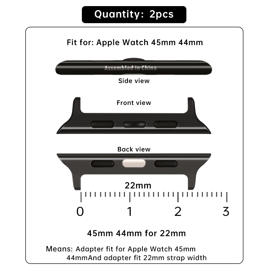 Premium Stainless Steel Connectors for Apple Watch Bands (2-Pack)