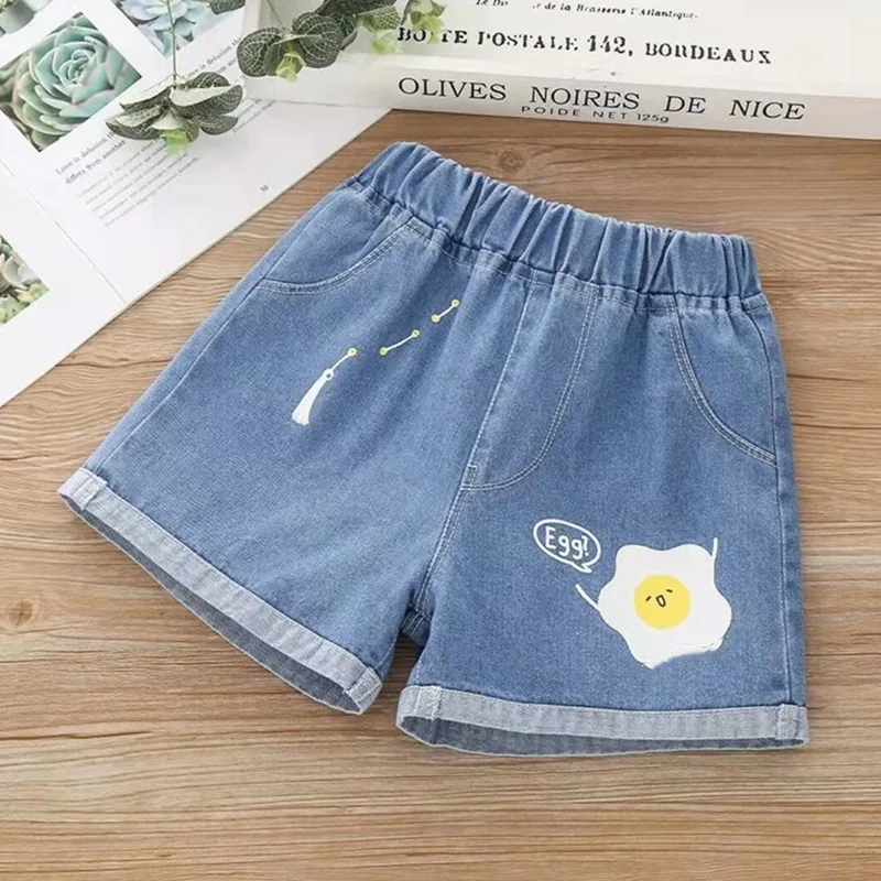 Short en jean bleu Waterless effet deep dye et clous fille