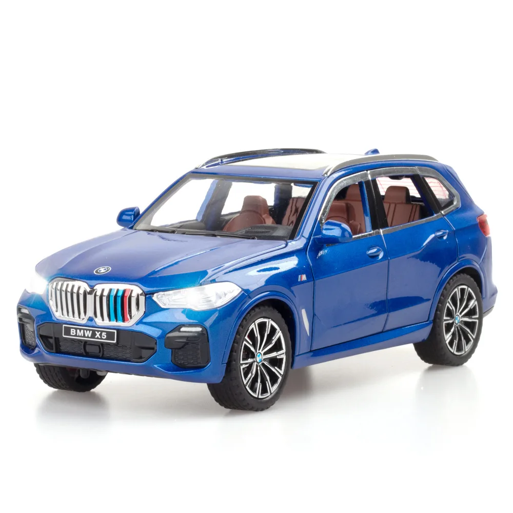 

1:24 Diecast Toy Vehicle Simulation BMWs X5 SUV Alloy Car Model Sound And Light Metal Blue Pull Back Cars Toys Kids Boys Gift