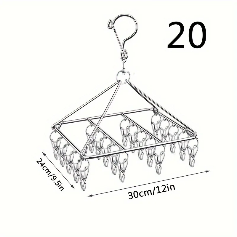 Stainless Steel Windproof Clothes Hanger Household Clothes Hanger Clip Multi-functional Baby Children Dormitory Sock Drying Rack 5