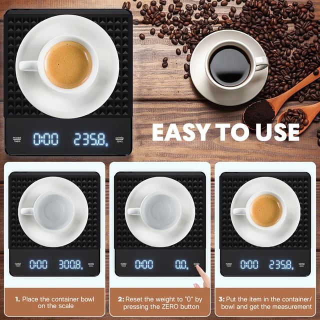 Elektronikus Konyhai Méretű Kávé Digitális Háztartás 14X12Cm Főzés Fekete Abs Időzítő - Image 3