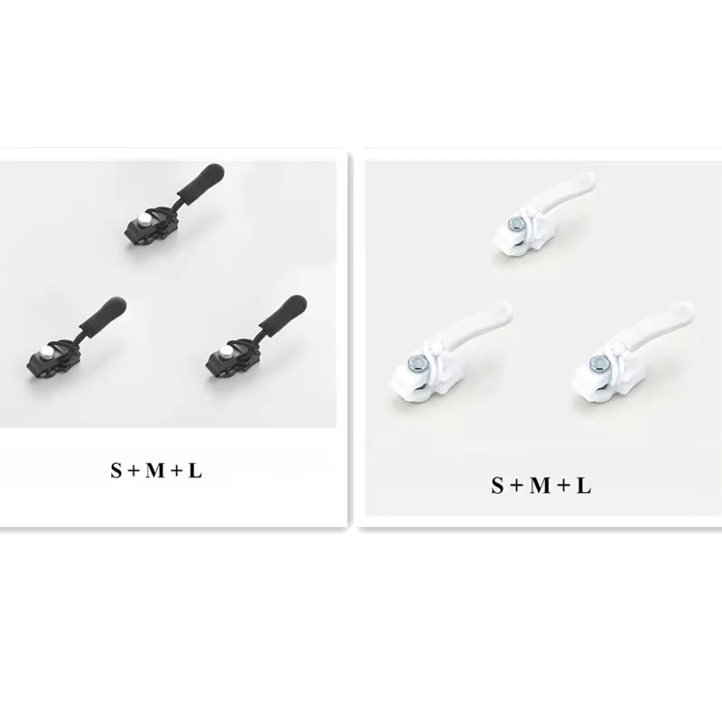 6/12/18PCS Universal Removable Zippers Head Zip Repair Kit Black+White 3 Sizes DIY Replacement Zipper Puller Repair Kit zipper repair kit zipper pullers zipper heads zipper accessories