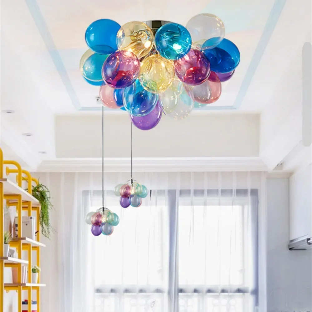 Modern Designer Grape Glass Chandelier Living Room Dining Room Home Decoration Pendant Light Lustre Fixtures