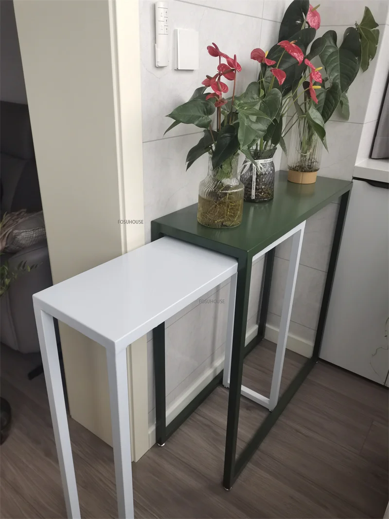 Description Picture 3 of itemModern Minimalist Iron Console Table Storage Rack End View Table  Living Room Furniture Hallway Console Narrow Table Bar Tables
