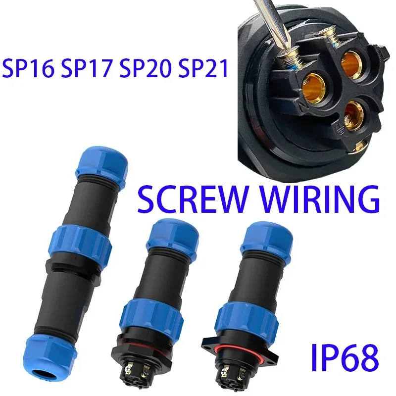 항공 플러그 나사 와이어링 커넥터, SP16, SP17, SP20, SP21, IP68..