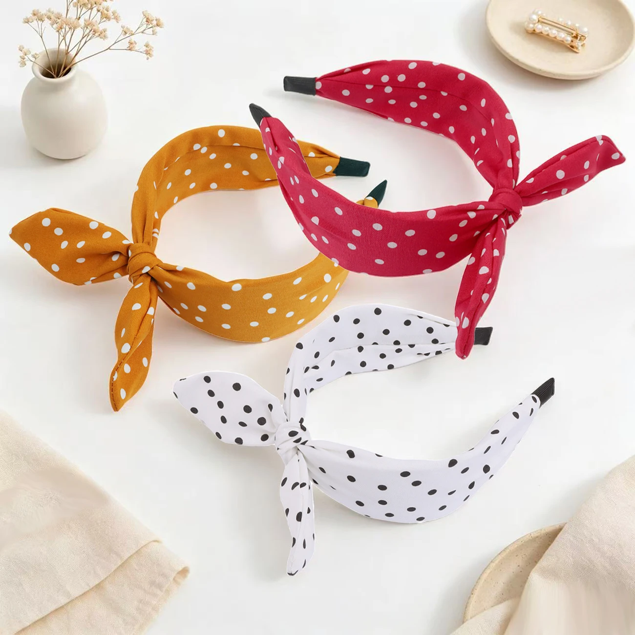 Vintage Polka Dot Bow Headband for Women - Cute and Versatile Daily Wear Hair Accessory
