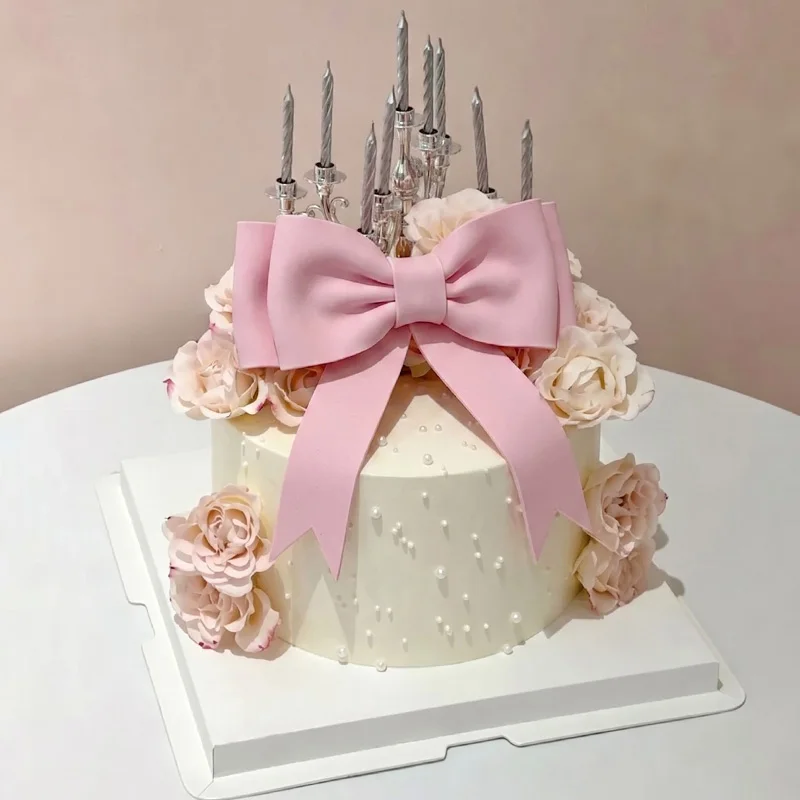 1/2 Stück Rosa Schleifen-Kuchendekoration aus EVA-Schaum, Schleifenknoten-Kuchendeko für Hochzeit, Geburtstag, Babyparty, Partyzubehör, DIY Geschenkbox-Verpackung – Detail 4