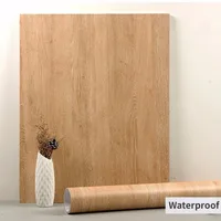 90CM Width Waterproof Self Adhesive Wood Grain Sticker Door Cabinet Desktop Modern Furniture Renovation Peel and Stick Wallpaper 1