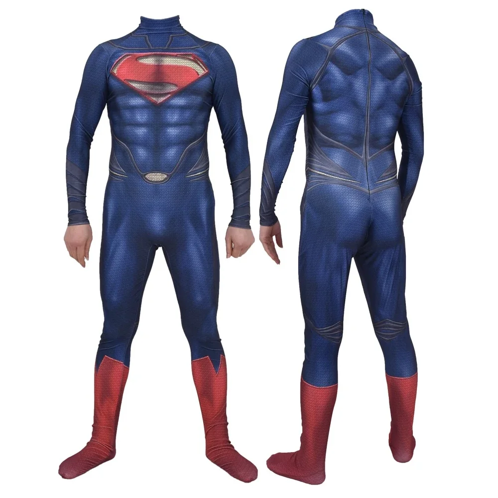 Adults The Man of Steel Cosplay Costume Zentai Suit Superhero Halloween ...