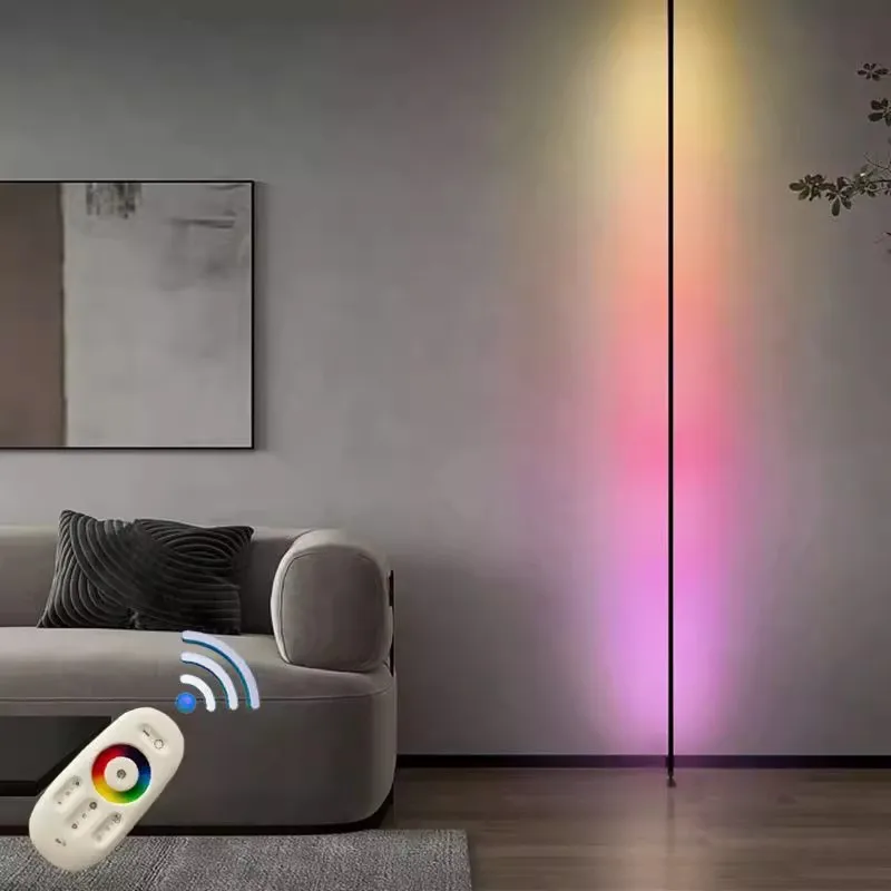북유럽 RGB LED 스카이라인 벽 램프, 블랙/화이트 스틸 바 스트립, 선형 스콘스, 거실 침실 브래킷, 백라이트, 긴 벽 조명