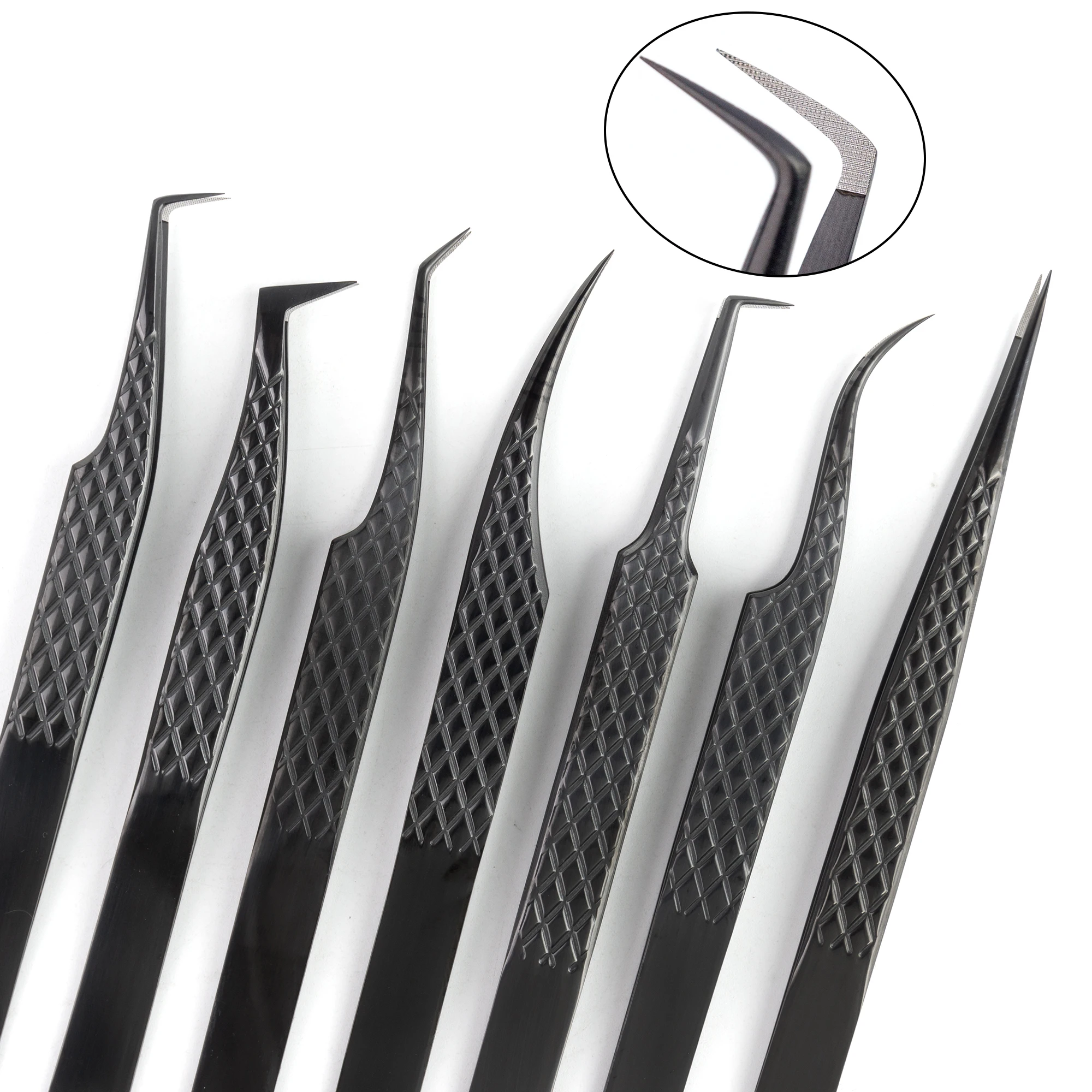 Private logo,MOQ 10 pcs Fiber Tip Lash Extension Tweezer, Titanium Black Eyelash Nano Tip Tweezer for Lash Tech Supplier 2