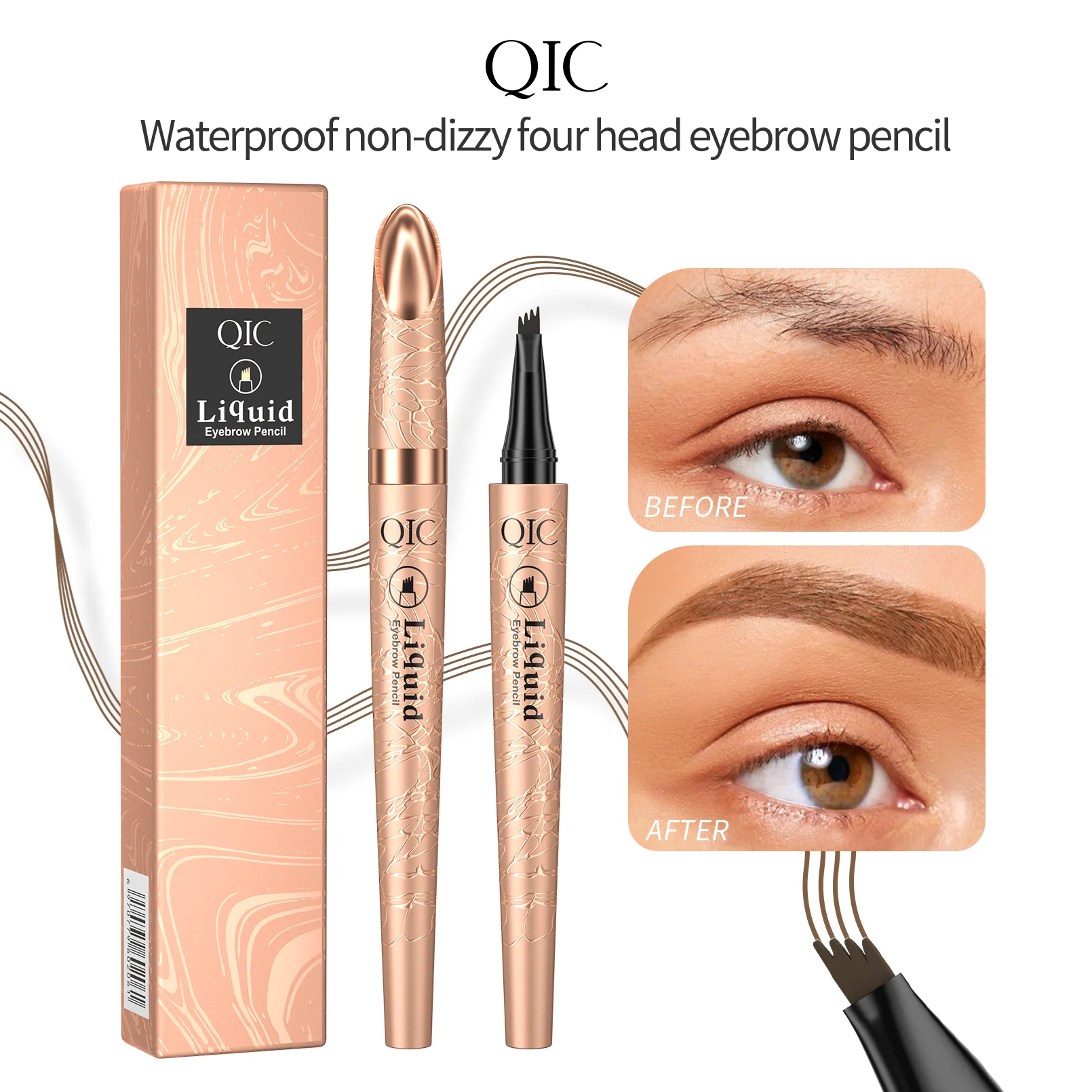 Eyebrow Pencil Liquid Waterproof Eyebrow Pencil Smudge-proof Brow Pencil With 4 Tip Microblade Eyebrow Pen Long-lasting Natural 3