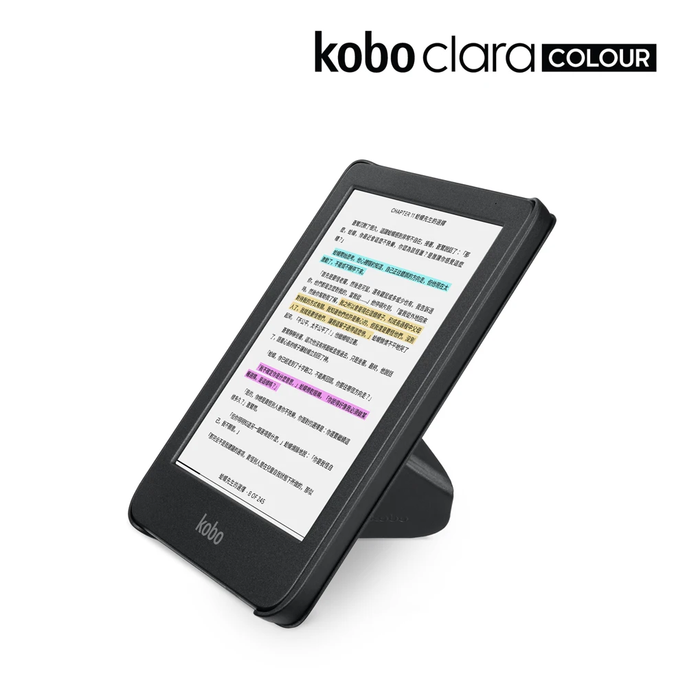Kobo Clara colourブラック 本体 Kobo Clara Colour eReader with Case Bundle (Clear Case, Case