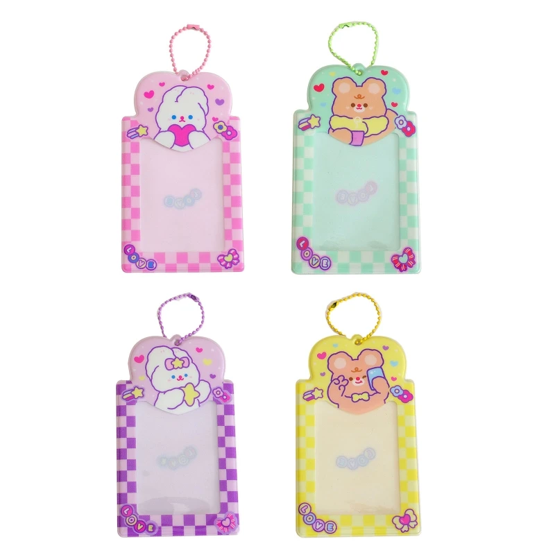 

Kpop Idol Photocards Storage with Keychains Sweet Girls Cartoon Bus Card Holder Photo Sleeves Student Stationary