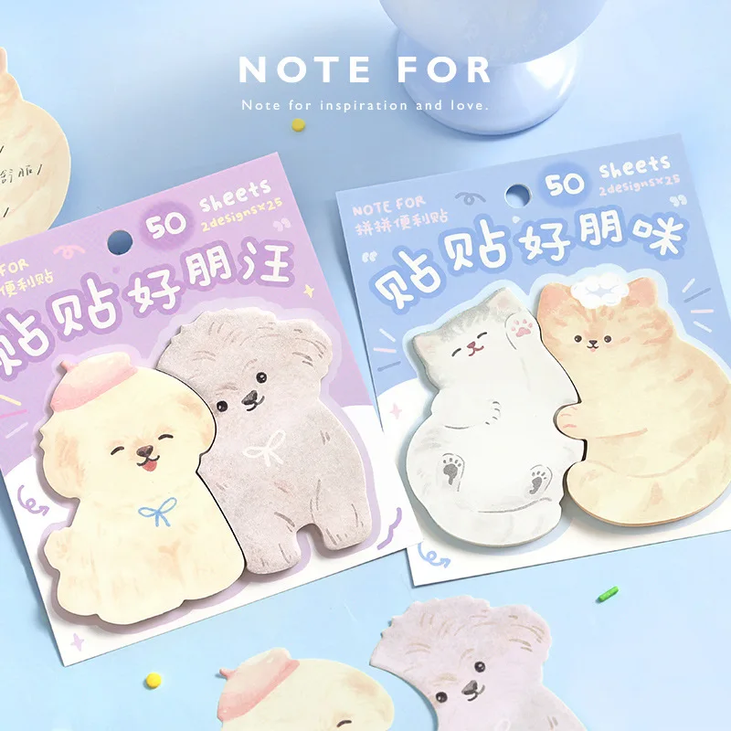 Adorable Cartoon Animal Sticky Notes - 25 Sheets Self-Stick Memo Pad & Page Marker for Students and Office Stationery