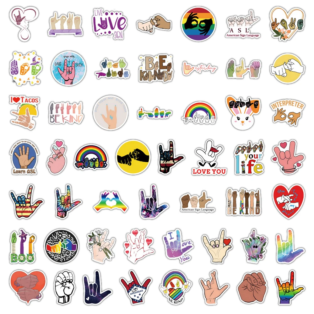 10/30/50pcs American Sign Language ASL Stickers Decals DIY Phone Case ...