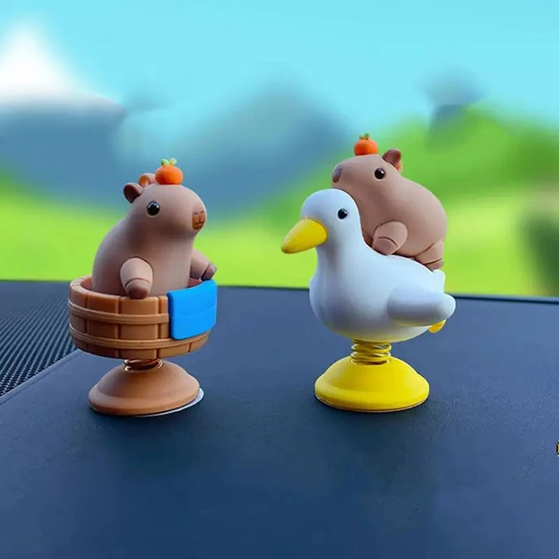 Capybara 자동차 장식 크리 에이 티브 봄 Capybara 흔들리는 머리 대시 보드 입상 장식 자동차 인테리어 장식