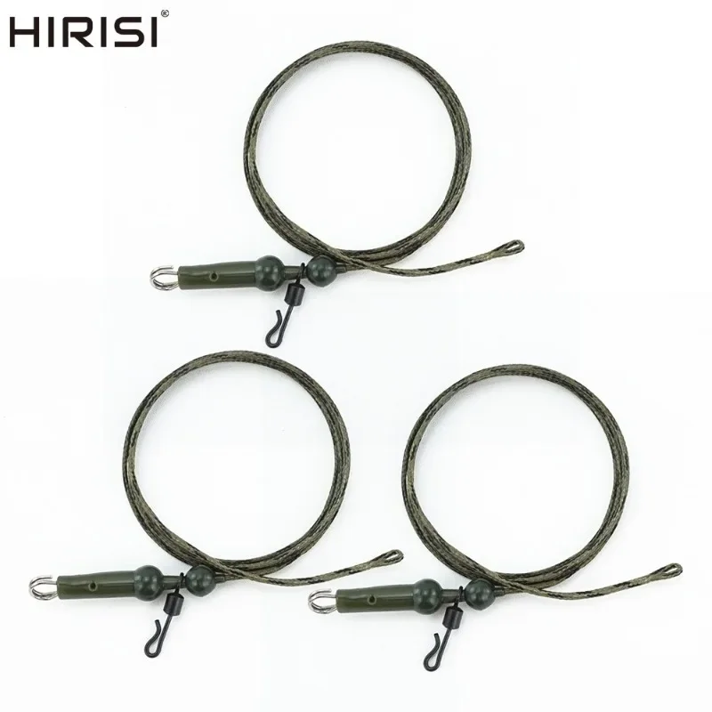 HIRISI 3개/팩 잉어 낚시용 리드 코어 68CM 총 길이, 헬리콥터 리그 포함, 잉어 낚시 액세서리용 꼬임 낚싯줄