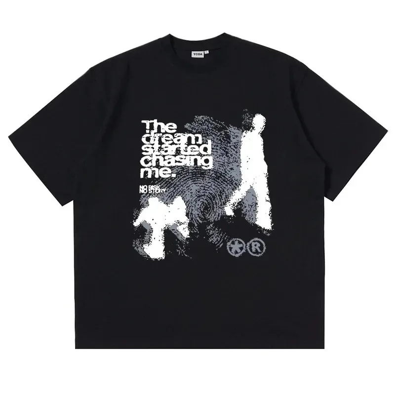Summer Oversized Cotton Short Sleeve Shadow Print Y2k Top Tees Harajuku Streetwear Vintage Graphic Korean Aesthetic Clothing