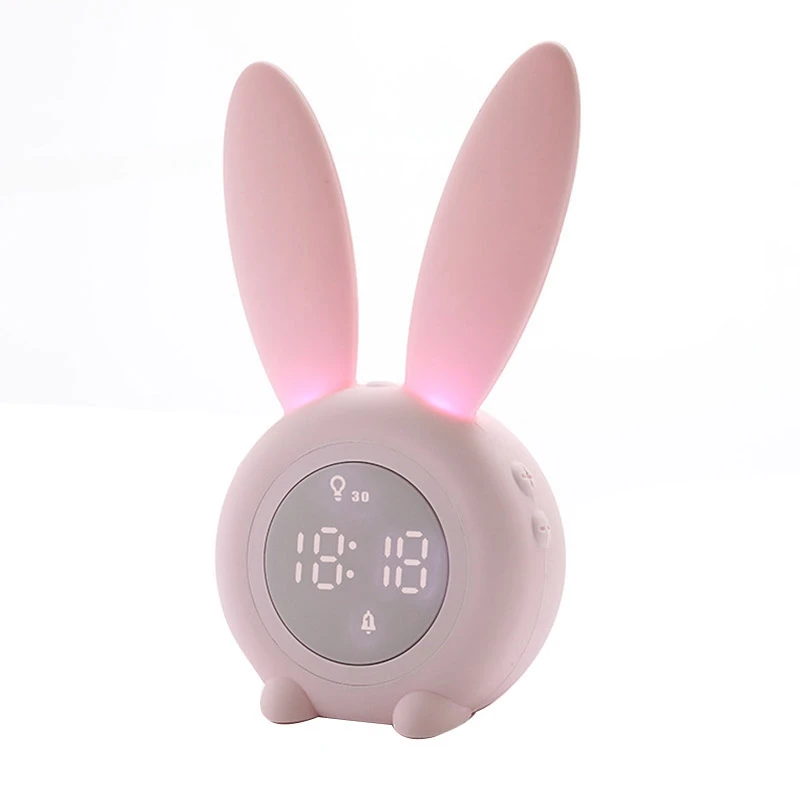 JEYL Portable Cute Rabbit Shape Digital Alarm Clock with Led Sound