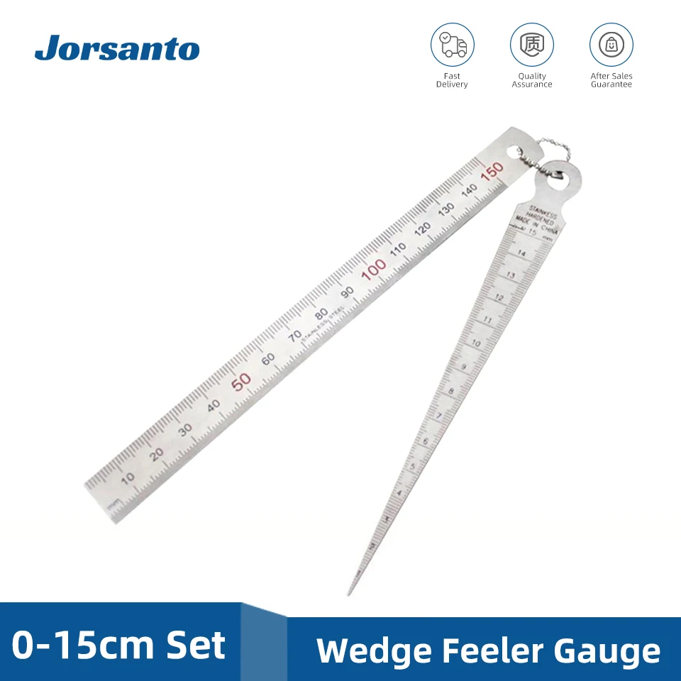 1-15mm Set Wedge Feeler Gauge Clearance Ruler Probe Taper Gauge Gap Measurement Tools Steel Ruler Wedge Valve Thickness
