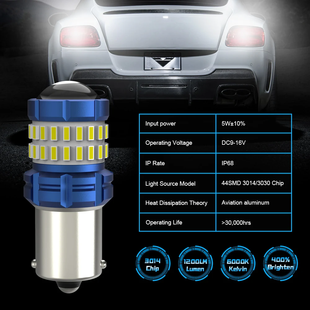 AENVTOL 2pcs 1156 1157 P21W BA15S LED  T25 T20 7443 W21/5W LED  ϱ  극ũ  ȸ ȣ 1200LM