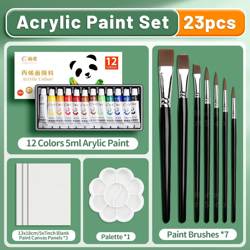 23/29/35 قطعة مجموعة طلاء أكريليك، احترافية 12/18/24 لون 5 مللي/مجموعة أنابيب للورق والخشب والقماش والصخور والسيراميك DIY للبالغين