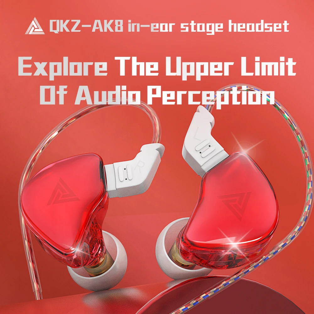 QKZ AK8 3.5mm Wired In Ear Stage Earphones Copper Driver HiFi Sport Headphones For Running With