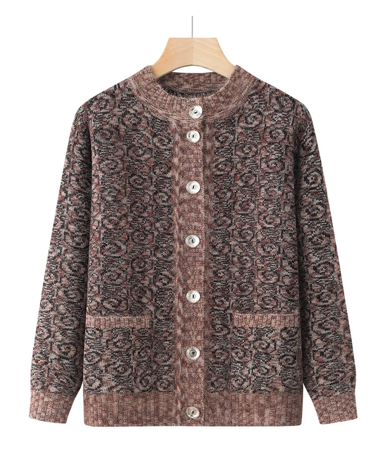 Omas Lose Strickpullover Strickjacke Mantel Mittleren Alters Mutter Herbst Winter Kleidung Verdicken Langarm Top Frauen Warme Jacke – Detail 3