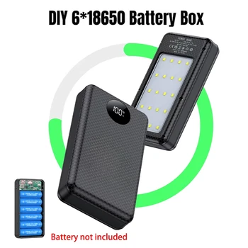 Scatola per batterie Power Bank 18650, custodie per batterie 18650, design facile da trasportare per il lavoro quotidiano, custodia per batterie Power Bank 10W 6x18650.